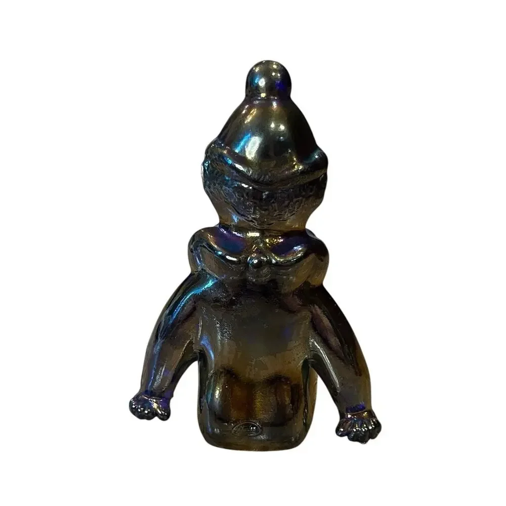 Vintage Fenton Sitting Clown Purple Iridescent Carnival Glass 4 5/8”